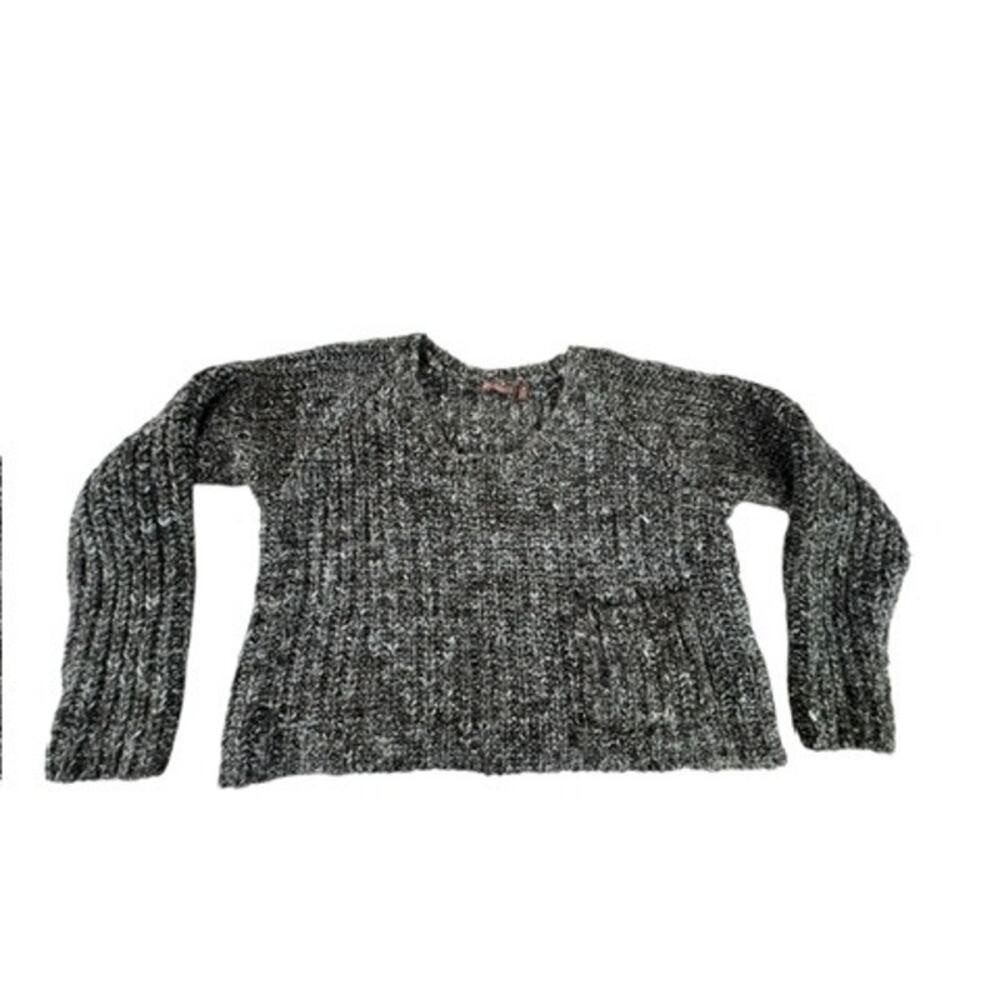 "525 AMERICA" Sweater Womens Cropped Chunky Knit Front Pocket SZ M Workwear Warm